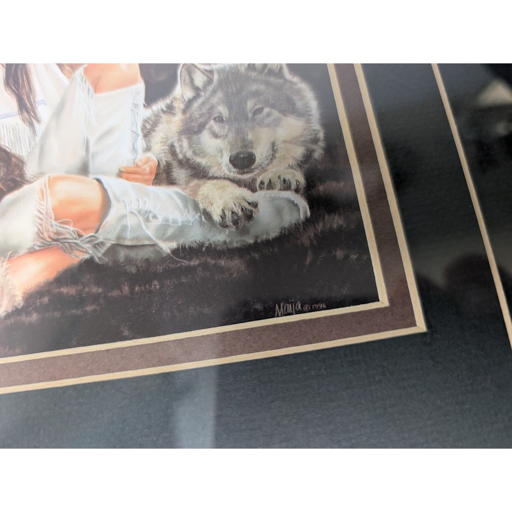 Vth 1993 Maija Native‎ American Art Prints Framed 3 - 6.5x4.5" Photos Wolfs/Pups - Picture 6 of 9
